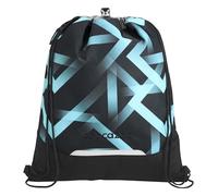 Coocazoo Gym Bag with Zip Pocket and Drawstring, Reflective Elements, Buckle for Attaching to School Backpack 10 Litres, 3rd Grade, Laser Lights - Black - Turquoise