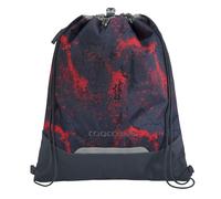 coocazoo Gym Bag with Zip Pocket and Drawstring, Reflective Elements, Buckle for Attaching to School Backpack 10 Litres, 3rd Grade, Broken Black - Black/Red, Broken Black