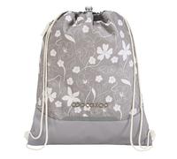 Coocazoo Gym Bag with Zip Pocket and Drawstring, Reflective Elements, Buckle for Attaching to School Backpack 10 Litres, 3rd Grade, Vanilla Bloom - Grey