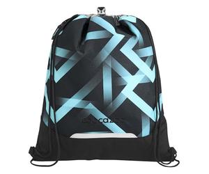 Coocazoo Gym Bag with Zip Pocket and Drawstring, Reflective Elements, Buckle for Attaching to School Backpack 10 Litres, 3rd Grade, Laser Lights - Black - Turquoise