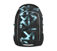Coocazoo PORTER Laser Lights School Backpack, Black/Turquoise, Ergonomic & Adjustable Satchel, Height & Size Adjustable, with Chest Strap & Waist Belt, from 3rd Class