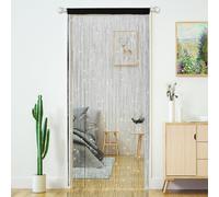CooCeeMake Door Curtain Fly Screen String Curtains Insect Bug Screen String Doorways Divider Glitter beads Tassel Panel (1, Black, 39"×79" in)