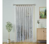 CooCeeMake Macrame Curtain Boho Doorway Curtains,Handmade String Backdrop Panel Hippie Door Hanging Wedding Decor Arch Curtain Room Divider Bohemian Wall Cover (Nature, 35×79in/90×200cm, Beads)