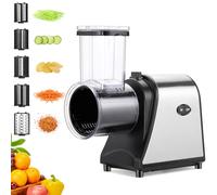COOCHEER 5 in 1 Electric Vegetable Slicer, 250W Cheese Grater Shredder Salad Maker with 5 Stainless Steel Different Blades, Vegetable Cutter for Fruits&Cheeses, Extra Large Feed Port Upgraded