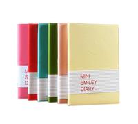 Coocnh 6 Pack Mini Diary Set - A7 Pocket Notebook with Emoji Design, 100 Sheets 80gsm Paper, Candy Colored PU Leather Journals for Girls, Students, Office (Red, Yellow, Green, Pink, Light Blue, Rose)