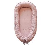 CooCooBaby Infant Lounger, Baby Nest Cover for Baby Girls & Boys, Newborn Essentials for Baby 0-12 Months, 100% Cotton Breathable, Portable Travel Bed (Cherry_Muslin)