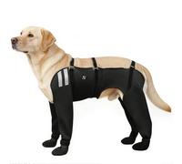 COODEO Dog Socks for All 4 Paws, Waterproof Non-Slip Easy to Wear, Licking Prevention Paw Protection, Durable Warm Salt-Resistant, for Rain Snow Post-Surgery Wound Care Daily Use (Black, 2XL)