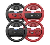 COODIO Switch Racing Wheel, Joy-Con Steering Wheel for Mario Kart 8 Deluxe / Nintendo Switch & OLED Model, 4 Packs (Black x 2 / Red x 2)