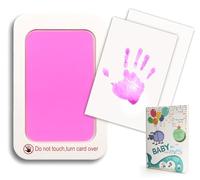 Coody Baby Footprint Kit & Handprint Kit, Cat/Dog Paw Print Kit, Safe and Non-toxic Newborn Ink Print Kit, 1 x Baby Handprint Ink Pad and 2 x Ink Print Cards for baby gift and keepsake, 1 pcs Pink