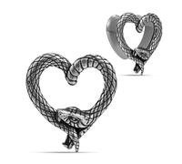 COOEAR 1 Pair Ear Tunnels Flesh Plugs Heart Style Gauges Silver Women Men Stretchers Demon Expander 0g to 1 inch., 0g(8mm), Stainless Steel, sandstone