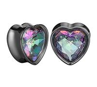 COOEAR 1 Pair Gauges For Ears Heart Style Gem Ear Tunnels And Plugs Flesh Stretchers Expander 8mm to 25mm.