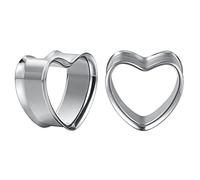 COOEAR 1 Pair Stainless Steel Gauges For Ears Heart Shape Ear Tunnels Plugs Flesh Stretchers Expander 8mm to 25mm.