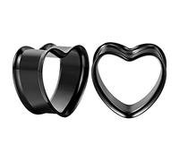 COOEAR 1 Pair Stainless Steel Gauges For Ears Heart Shape Ear Tunnels Plugs Flesh Stretchers Expander 8mm to 25mm.