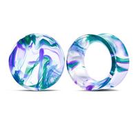 COOEAR 2 Pairs Matched Set Gauges for Ears Flesh Tunnels Kits Plugs Earrings Blue Acrylic Ear Expander Stretchers Piercing.