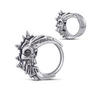 COOEAR Colored Rear Screw Tunnel, Double Flared Earring Expanders, 1 Pair of Skullcap Moon-Shaped Piercing Studs., 0g(8mm), Stainless Steel, Sandstone