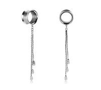 COOEAR Fashion Gauges for Ears Double Flared Tunnels Dangle Chain Expander Stretchers Earrings 6mm to 25mm.