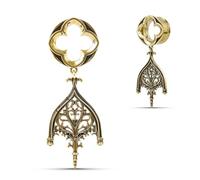 COOEAR Four-Leaf Clover Ear Tunnels Gauges, Vintage Window Pecoration Pendant, Gothic Body Piercing Stretchers 0g(8mm).