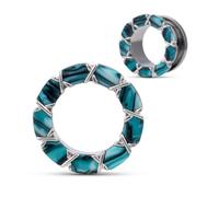 COOEAR Screw Back Ear Gauges Flesh Tunnels, Segmented Color Film Plugs Earrings Piercing Silver., 1/2"(12mm), Metal, sandstone