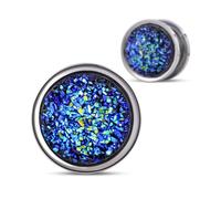 COOEAR Screw Back Ear Tunnels, Stainless Steel Blue Crystal Plugs Piercing Expander Gauge Earrings., 10 mm, Metal, sandstone