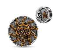 COOEAR Stainless Steel Ear Gauges Flesh Plugs and Tunnel Piercing Expander, Sun and Moon Matched Bars., 9/16"(14mm), Stainless Steel, Sandstone