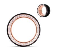 COOEAR Stainless Steel Ear Gauges Plugs, Full Circle Inlaid Crystal Two-Tone Hollow Tunnels Luxury Punk Gothic Unisex Screw Fit Piercing Jewelry., 1/2"(12mm), Stainless Steel, no gemstone