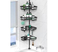 Cooeco Corner Shower Caddy,Height Adjustable Telescopic Shower Caddy from 25 to 114 inches, Rustproof Bathroom Shelf with 4 Baskets, No Drilling Shower Shelf