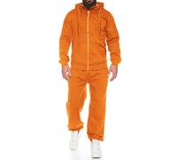 COOFANDY Academy Warm Up Tracksuit Long Sleeve Zipper Drawstring Casual Jacket Sweatsuit Set for Men Safety Orange, Small