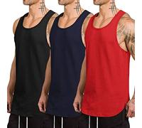 COOFANDY Gym Tank Top Men Vest Sleeveless Shirt for Men Athletic Summer Tops Essentials Bodybuilding Muscle Undershirt Black/Red/Navy Blue XXL