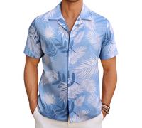 COOFANDY Hawaiian Shirts for Men Short Sleeve Summer Casual Beach Shirts Funky Tropical Holiday Shirt Lightweight Regular Fit Cuban Collar Button Down Aloha Shirt Silhouette Leaves B XXL