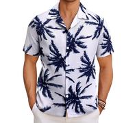 COOFANDY Hawaiian Shirts Mens Short Sleeve Summer Casual Beach Shirts Button Down Lightweight Funky Tropical Holiday Palm Tree Shirt Aloha Cuban Collar Palm Trees C 3XL