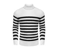 COOFANDY Jumpers for Men Jumper Turtle Neck Tops Polo Neck Jumpers Sweatshirts Turtleneck Sweater Winter Jumper Roll Neck Tops Stripe-A XL