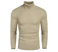 COOFANDY Jumpers for Men Knitted Jumper High Roll Neck Basic Turtleneck Pullover Turtle Neck Sweater High Roll Neck Jumpers Turtle Neck Tops Slim Fit Khaki XL