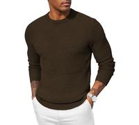 Coofandy Men Dress Crewneck Sweater Pullover Knit Long Sleeve Casual Slim Fit Sweater, Brown, Medium