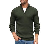COOFANDY Men Quarter Zip Jumper Half Zip Jumper Polo Neck Jumpers Turtle Neck Tops Knitted Sweater Winter Thermo Work Sweater Winter Pullover Long Sleeve Army Green XL