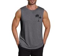 COOFANDY Men Summer Vest Tank Tops Sleeveless T-Shirt Undershirts Regular Fit Casual Summer Top Workout Shirts Dark Gray XL