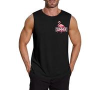 COOFANDY Men Vest Tank Tops Sleeveless Undershirts Training Summer Top Vest Mens Regular Fit Workout Shirts Black-Flamingo M