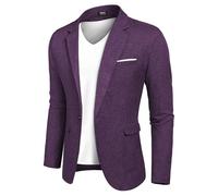 COOFANDY Men's Blazer Casual Sport Coats Slim Fit One Button Suit Jacket Lightweight Sports Jacket, Purple, XL