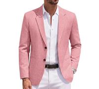 Coofandy Men's Blazer Casual Two Buttons Sport Coats Lightweight Suit Jacket, Lotus Pink, L