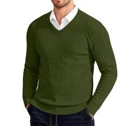 COOFANDY Men's Cable Knit V-Neck Jumper | Lightweight Long Sleeve Sweater, Plain Twisted Pullover, Regular Fit, For Casual or Business Occasion