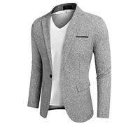 COOFANDY Men's Casual Blazer Suit Jackets Slim Fit One Button Business Sport Coats, 2 - Light Grey, L