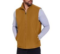 COOFANDY Men's Casual Outerwear Vest Lightweight Full-Zip Sleeveless Jacket Outdoor Hiking Travel Golf Vest with Pockets, Light Brown, XXL