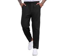 COOFANDY Men's Casual Pants Relaxed Fit Flat Front Expandable Waist Chino Slack Trousers, Black, X-Large