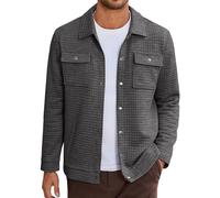COOFANDY Mens Casual Shirt Jacket Button Down Waffle Jacket Long Sleeve Sweater Jackets Quilted Shacket Overshirt