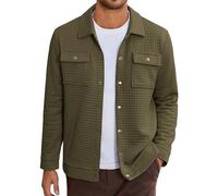 COOFANDY Mens Casual Shirt Jacket Button Down Waffle Jacket Long Sleeve Sweater Jackets Quilted Shacket Overshirt