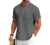 COOFANDY Men's Casual Slim Fit Turtleneck T Shirts Lightweight Basic Cotton Pullovers, Dark Grey, M