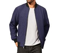 COOFANDY Men's Casual Varsity Jacket Vintage Lightweight Bomber Jackets Zip Up Fashion Coat, Navy Blue, XXL