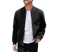 COOFANDY Men's Casual Varsity Jacket Vintage Lightweight Suede Bomber Jackets, Black, XL