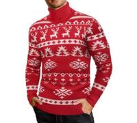 COOFANDY Men's Christmas Jumper Turtleneck Knitted Jumper Long Sleeve Winter Pullover Sweaters Red Christmas Pattern-b L