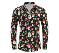 COOFANDY Mens Christmas Shirt Long Sleeve Funny 3D Print Shirts Ugly Christmas Shirt for Men Xmas Shirts Snowman Holiday Tops Party Festival Christmas-Black M