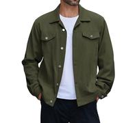 COOFANDY Men's Cotton Denim Jacket Lightweight Trucker Jackets Casual Washed Jean Jacket, Army Green, M